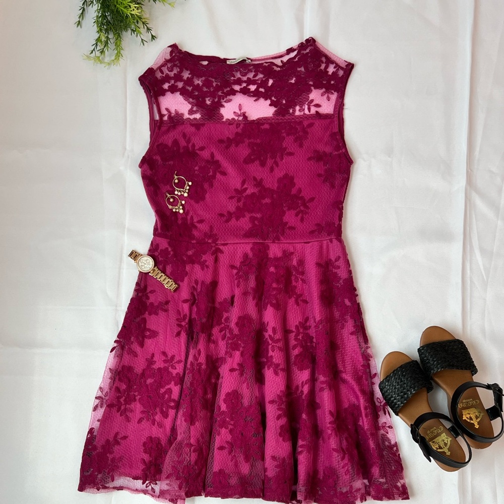 Red print dress